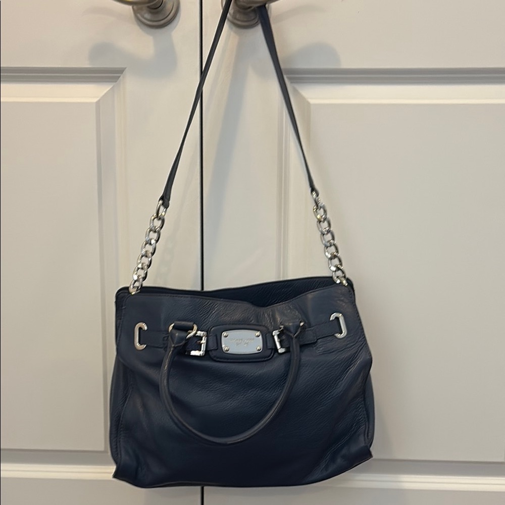 MICHAEL Michael Kors Navy Leather Shoulder Bag